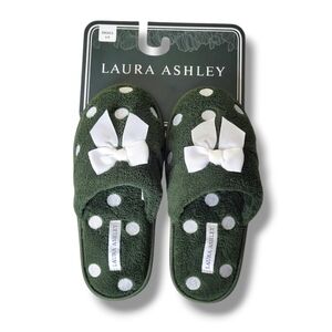 Laura Ashley Women's Slippers Polka Dot Bow Memory Foam NWT Size S 5-6